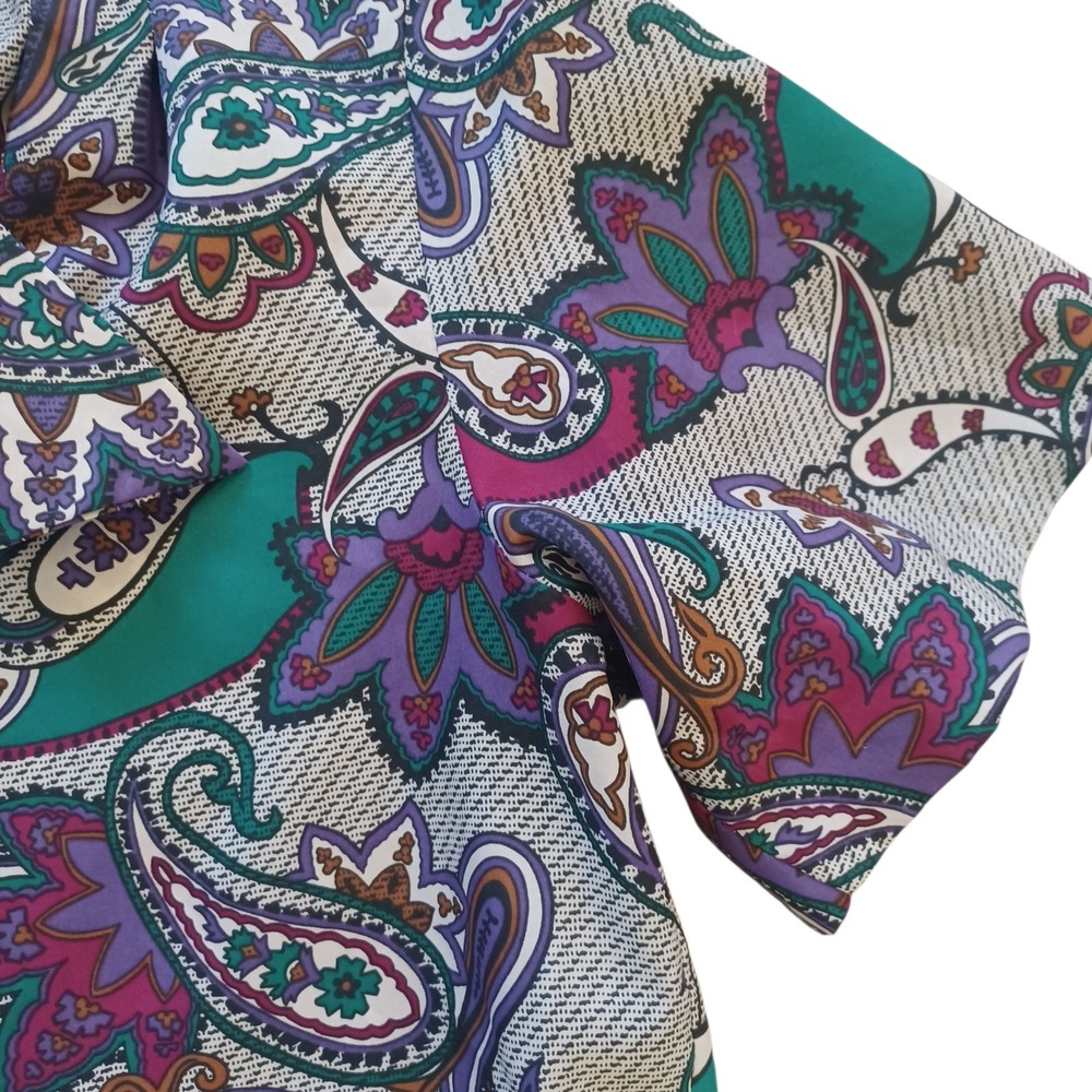 Lucky Winner Vintage Paisley Blouse Elegant Eclectic Funky Retro Print Blouse - Picture 3 of 9